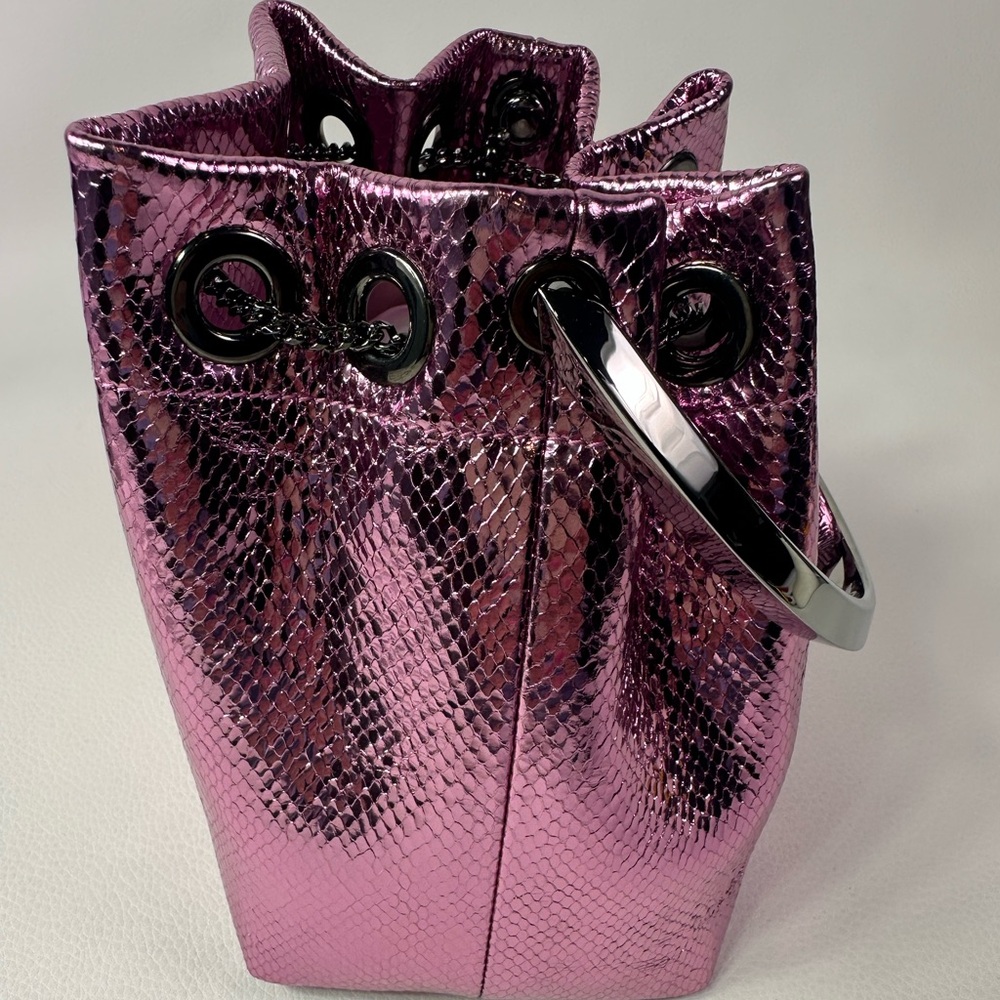 NEW JIMMY CHOO BON BON CANDY WRAP LEATHER METAL TOP HANDLE CROSSBODY NWT! - Picture 12 of 15